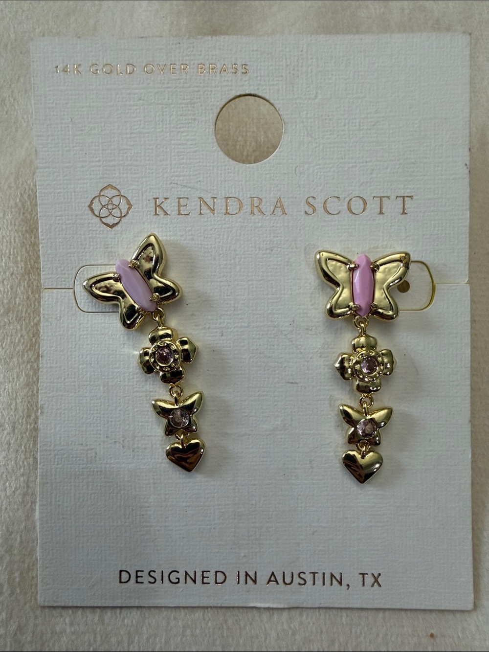Kendra Scott Lily Mix Linear Butterfly & Floral Drop Earrings with Pink Accents